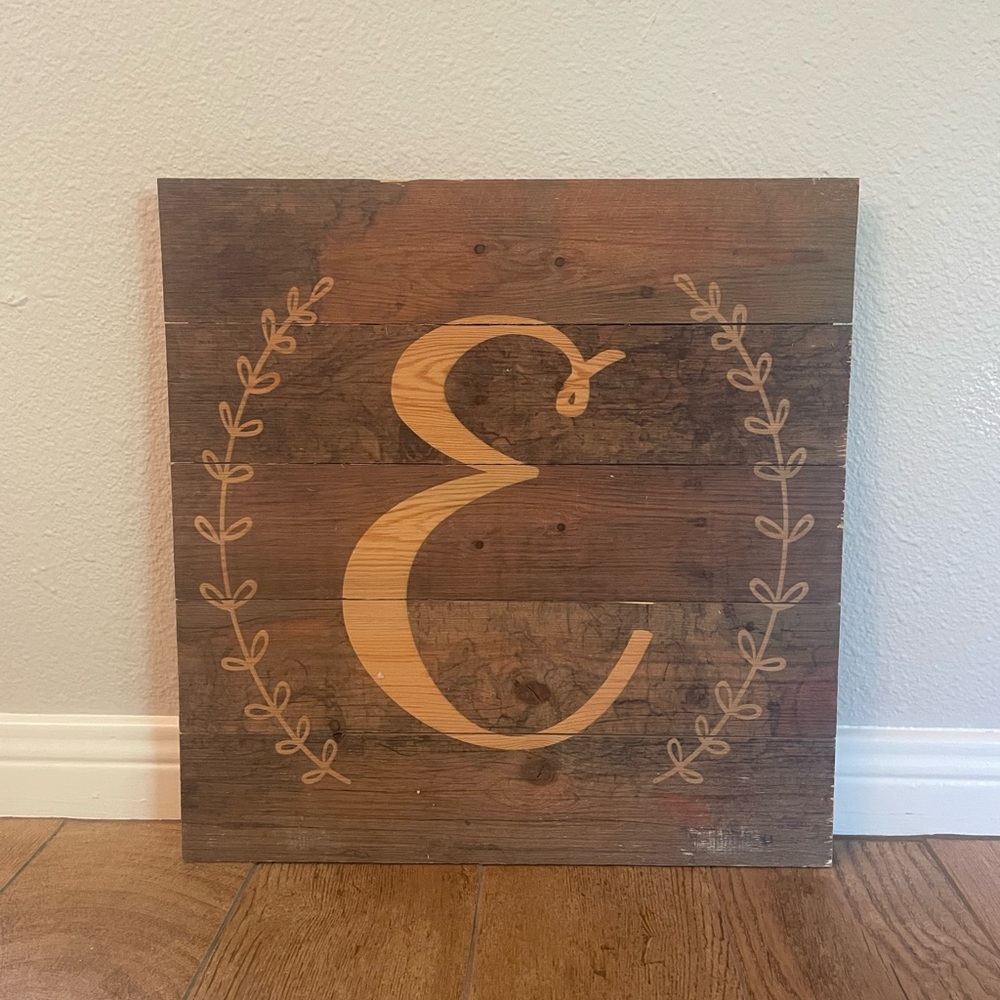 Hobby Lobby Rustic Wood Wall Art with Monogram E